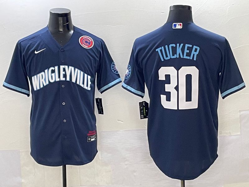 Men Chicago Cubs 30 Tucker Dark Blue City Edition 2025 Nike MLB Jersey style 6